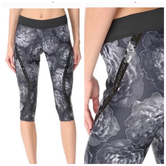 Adidas by Stella McCartney Graphic Crop Pants Joggers Leggings Floral Drawcord - Picture 5 of 16